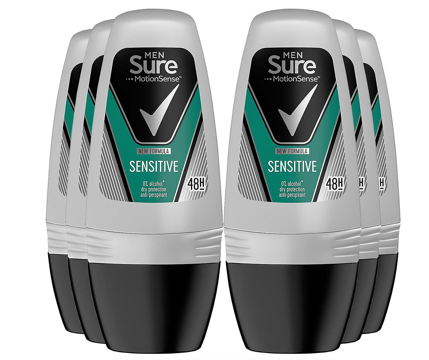 6x Sure Men Motion Sense  SENSITIVE Deodorant Roll-On 50ml
