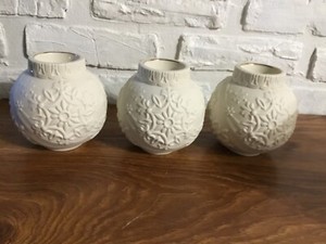 Vintage Lenox Bisque Ornamental Glow Snowflake Scroll Votive Holders Lot of 3