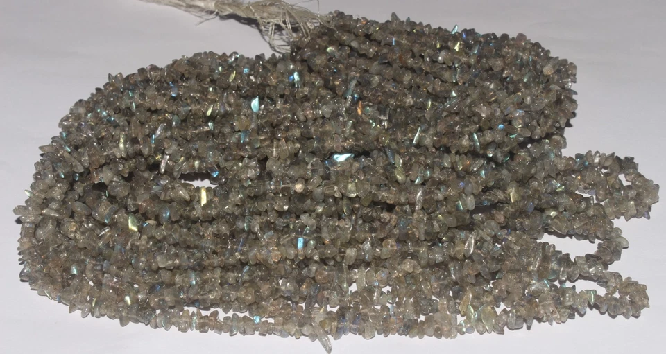 Natural Gemstone Labradorite Chips Uncut Beads Jewelry Making 3.5to5 mm 34 '' - Image 3 of 4