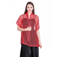 Women Sheer Sequin Embroidered Shawl Lace Scarf Prom Dinner Party Cocktail Sexy
