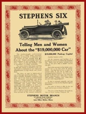 1916 Stephens Motor Cars NEW METAL SIGN: Moline Plow Co. Moline, Illinois