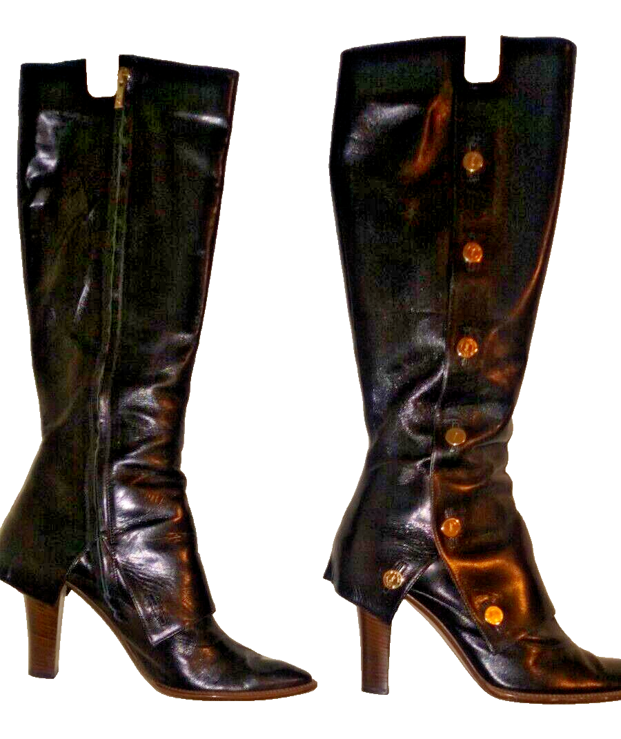 YVES SAINT LAURENT STIVALI IN PELLE NERI UK 7 5