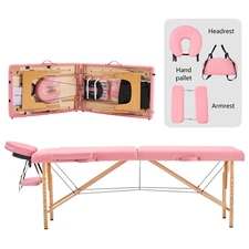 Portable Lightweight Massage Table 28" Folding Spa Bed Adjustable w/Accessories