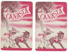2 Vintage Single Swap Playing Cards Canasta Sombrero Stubborn Mule