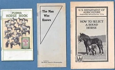 3 PAMPHLETS ON HORSES & HORSEMANSHIP ~ 1919-1923