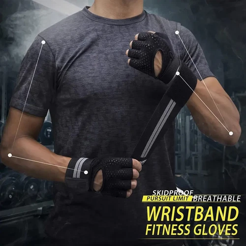 Fitness Gloves Weight Lifting Gym Workout Training Wrist Wrap Strap Men & Women - Picture 4 of 20