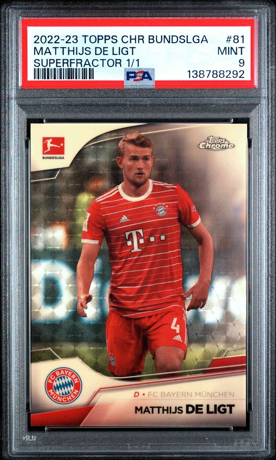 Matthijes de Ligt - 1/1 SuperFractor PSA 9 81 - 2022-23 TOPPS Chrome Bundesliga view 4