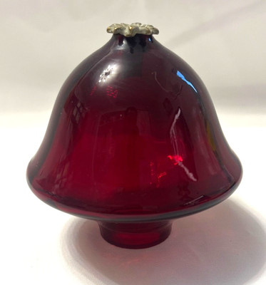 3.5'' Wide Glass Bell Lamp Shade, 1.5'' Fitter Neck, 4'' Tall, Red, Finial (#148)
