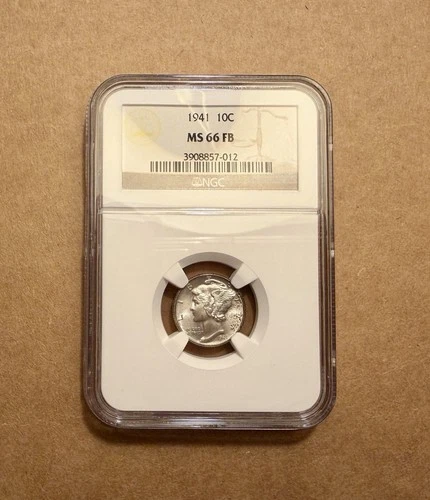 1941 Mercury Dime Silver 10c NGC MS 66 FB Full Split Bands Beautiful Coin