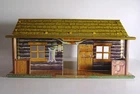 Vintage 1950's Marx Bar-M-Ranch Tin Litho Log Cabin - Extra Clean