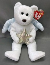 Ty Angel Bear Star Plush Stuffed Animal Toy NOS White Blue Wings Holding Star