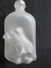 Frosted Glass Figural Bulldog Liquor Bottle Mint Condition