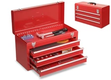 Goplus Tool Box, Portable 20” Tool Boxes with 3 Drawers, Top Tool Tray, Me