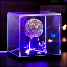 LED Light-Up Championship Ring Display Case - UV-Protected Coin Holder