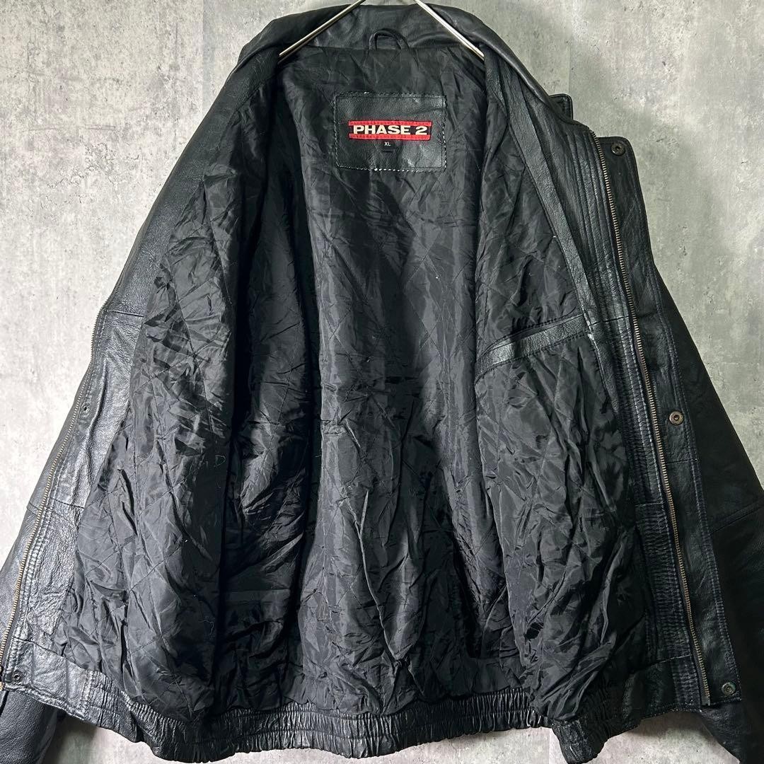 Genuine Leather Simple Jacket Dark Silhouette Bla… - image 6