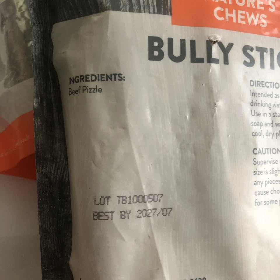 Masticables para perros Dentley’s Bully Sticks. 1 lb. ¡3 bolsas! Pizzle de carne ¡NUEVO! ¡Envío gratis! Foto 3 de 3