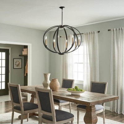 KICHLER Elata 36'' 8-Light Olde Bronze Candle Globe Chandelier Dining Room