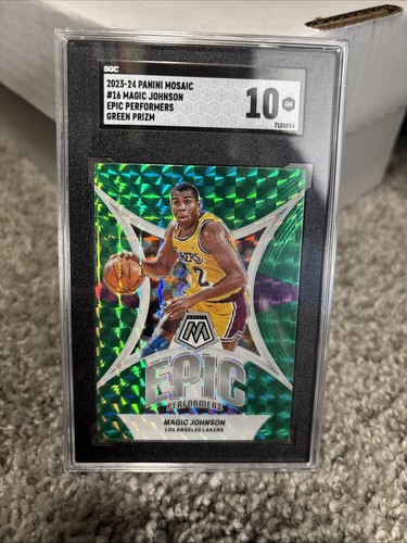 2023-24 Panini Mosaic - Epic Performers Magic Johnson Green Mosaic Prizm SCG 10