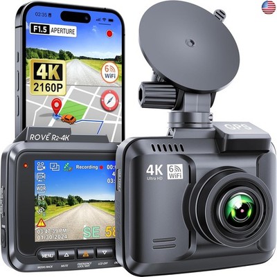 ROVE R2-4K Dash Cam Built-in WiFi 6 GPS Car Dashboard Camera Recorder with UHD