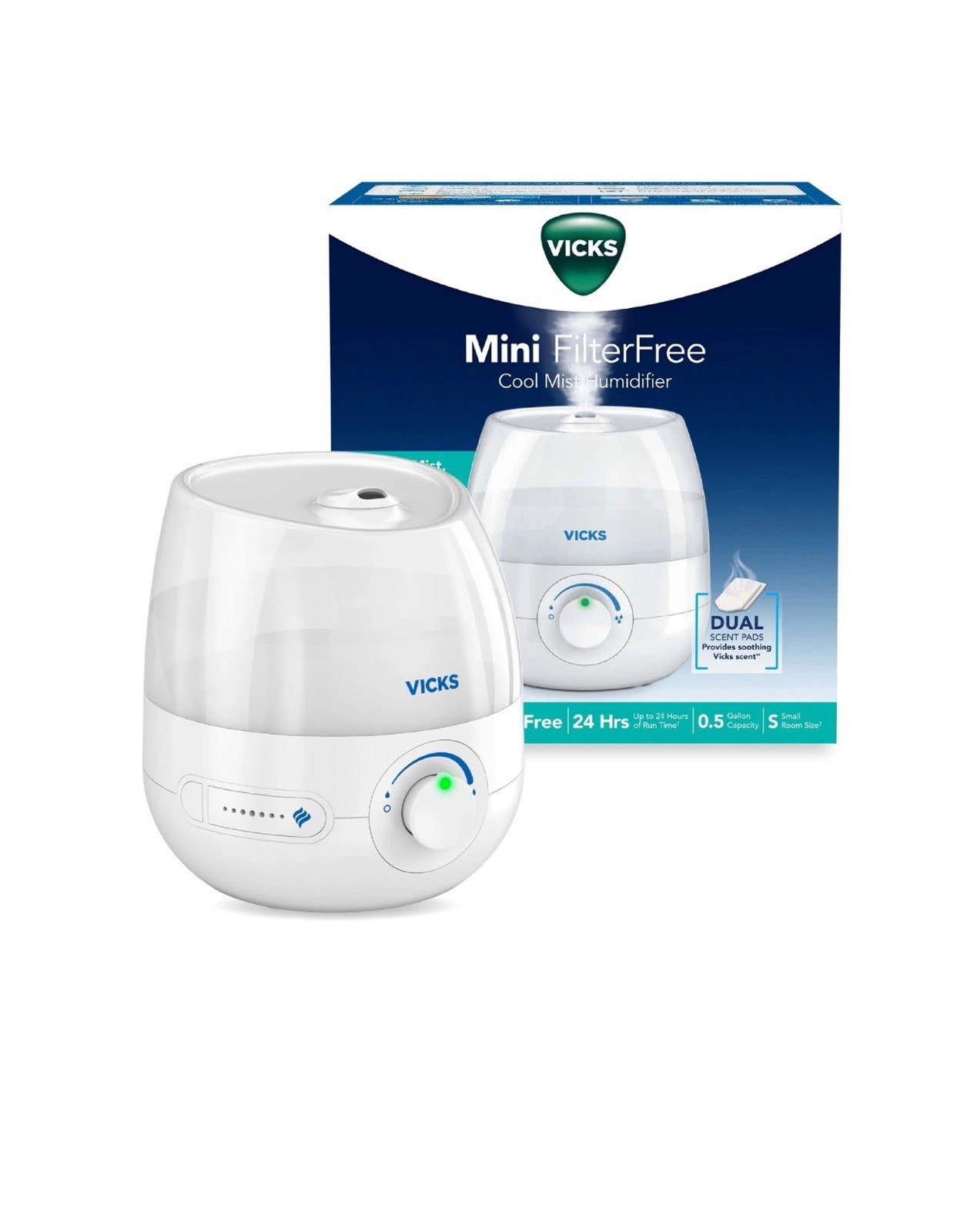 Vicks, Mini, Filter Free, Cool Mist Humidifier, VUL525