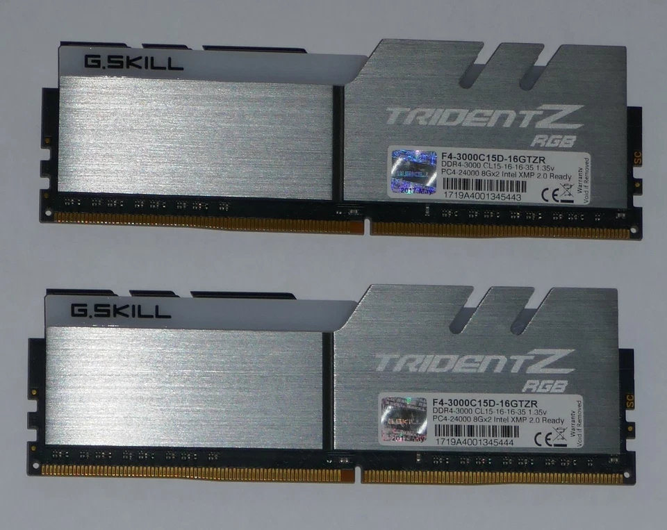 G.Skill TRIDENT Z RGB, 16GB Kit, DDR4-3000, CL15-16-16-35, 100% o.k. - Bild 2 von 2