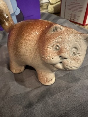 Handmade Pottery Fat Cat. Must Have for Any Collector of Cat Figurines! Vintage