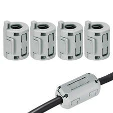 7mm Ferrite Cores Ring Clip-On RFI Noise Suppression Cable Clip, Grey Short 4pcs