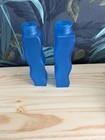 Pair Of IKEA Skamt Blue Vase Wavy Squiggly 1990s Glass vintage