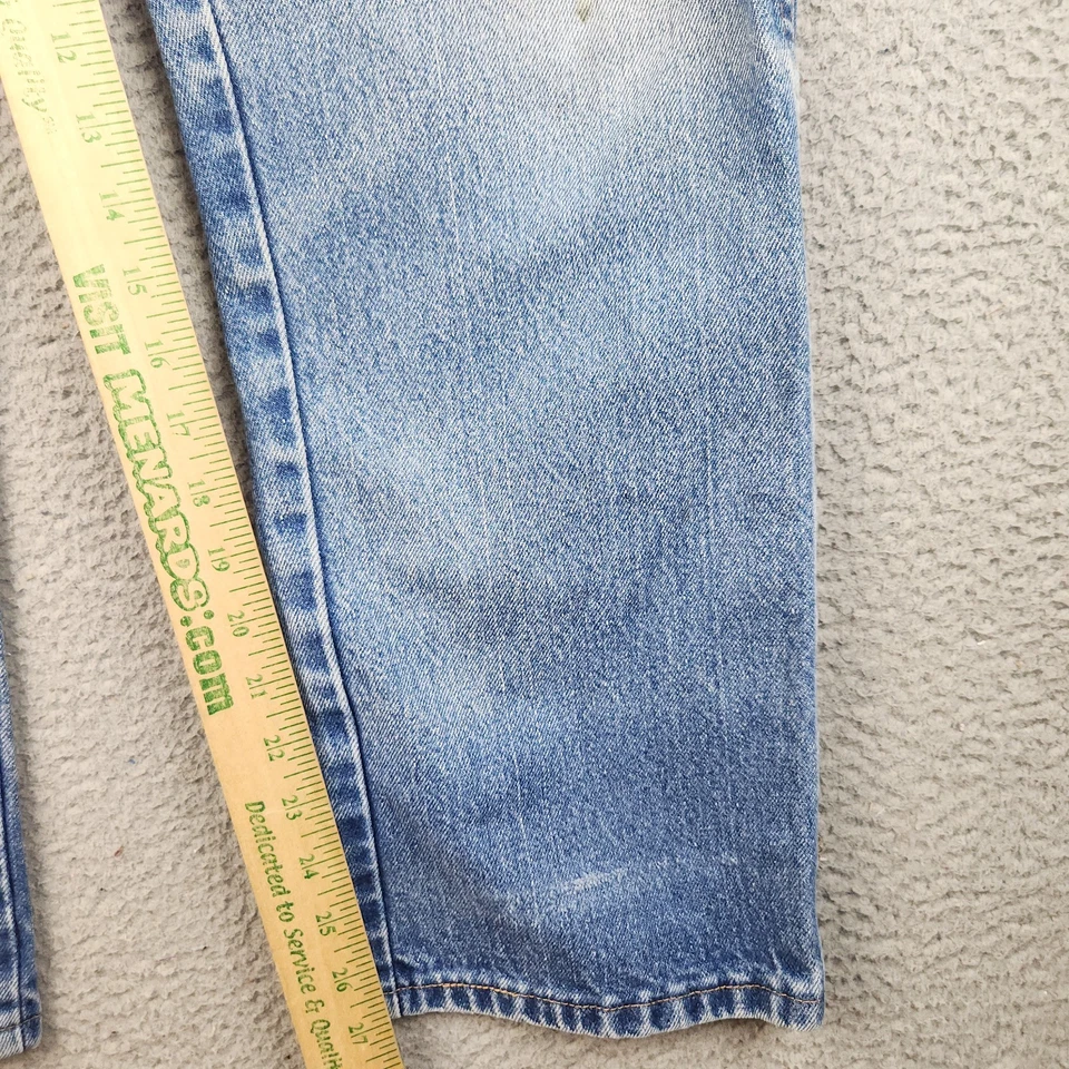 Ropa de trabajo para hombre pantalones de mezclilla azules 36x30 algodón clásicos rectos descoloridos lavado a la piedra Foto 4 de 4