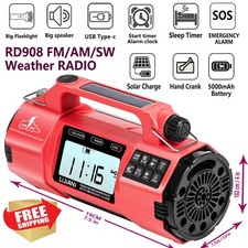 Emergency Hand Crank Radio NOAA Solar USB-C Phone Charger Flashlight