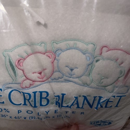 Vintage Owen Fleece Crib Blanket Teddy Bears Sleepy Time 36" x 45" USA Pink Trim - Picture 18 of 19