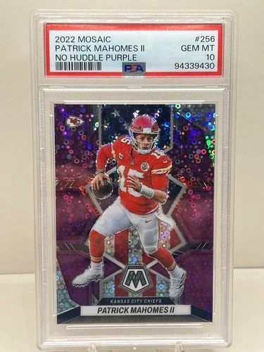 2022 Panini Mosaic #94 Patrick Mahomes II No Huddle Purple PSA 10 /50