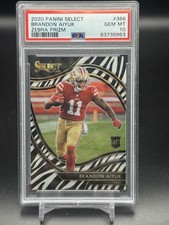 2020 Panini Select Brandon Aiyuk Field Level Zebra Rookie #366 SP PSA 10