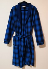 Vintage ONKAPARINGA Australia Womens Blue Plaid Pure Wool Dressing Gown Size 18