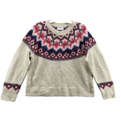 Vintage Old Navy Nordic Sweater Women's Large Wool Blend Boxy Cabin Winter 90's