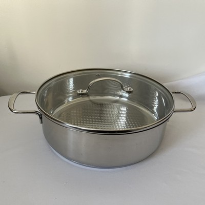 Crofton Stainless Steel DEEP DOUBLE Handled Frying Pan Fry & Serve 11'' 3 3/8'' D