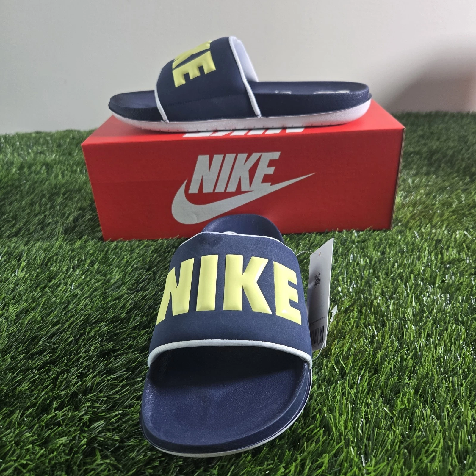 Nike Offcourt Slides Uomo 10 Navy Sandalo Infradito Casual Slip On Spellout Nuovo con scatola