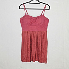AMERICAN EAGLE Womens Size L Cotton Strappy Sundress Mauve Pink Lined Lace Skirt