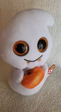 Scream 9" White Ghost with Candy Corn Teeth & Orange Glitter Eyes Ty Beanie Boos