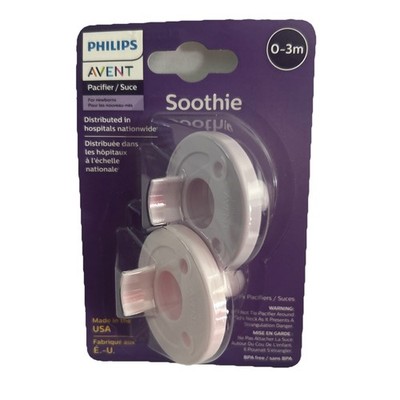 Philips Avent Super Soothie Pacifier Lavender/Pink 2X ~ 2 Pack 0-3m New SEALED