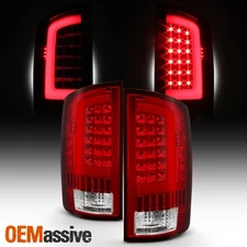 Fit 2002-2006 Dodge Ram 1500 2003-2006 2500/3500 LED Bar Tail Lights - Red Clear
