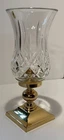 Vintage Waterford Crystal Lismore Hurricane Candle Lamp Brass Stand Christmas