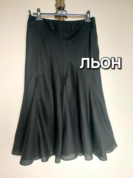 Women Jaeger Skirt Black Linen 46