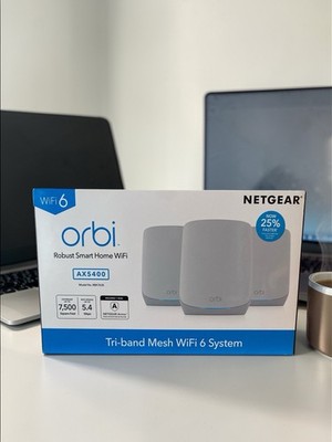 Netgear Orbi RBK763S AX5400 Tri Band WiFi 6 Mesh Router 2 Satellites 7500 SqFt