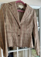 Banana Republic Womens Cotton/Linen Plaid Bla...