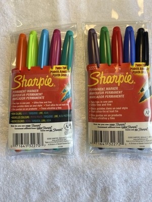 Sharpie Twin Tip Markers, Lot of 10, Ultra Fine/Fine Tip, NOS, Vintage 2002