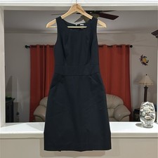 J. Crew Women’s Wool Black Crepe Sheath Dress With Pockets Size 0