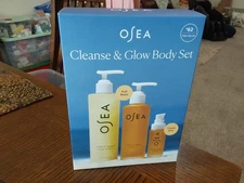 OSEA CLEANSE & GLOW BODY SET 2 FULL SZ/1 TRAVEL BODY WASH/OIL NIB FREE SHIP $104