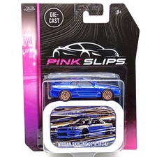 Majorette Pink Slips Nissan GT-R R34 Dark Blue / Silver Stripe 3" in Package