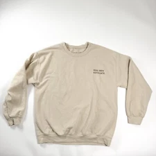 Real Men Exfoliate. NCLA Beauty Embrodiered Large Tan Sweatshirt